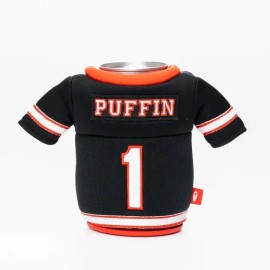 Puffin Drinkwear Gridiron Jersey Black & Risky Red Can Cooler