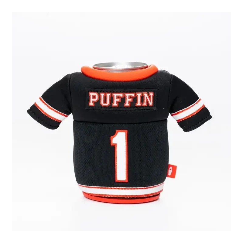 Puffin Drinkwear Gridiron Jersey Black & Risky Red Can Cooler
