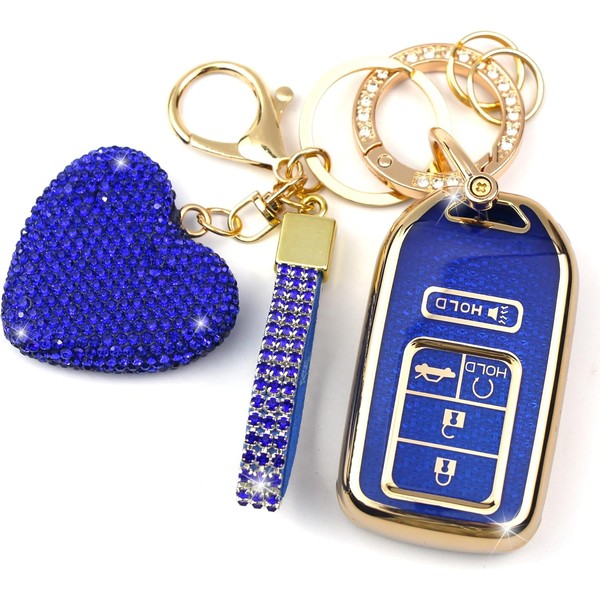 YIKECASE Key Fob Cover with Diamond Keychain Car Key Holder