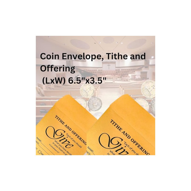Coin Envelope, Tithe and Offering Envelopes for Church (Package of
