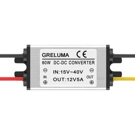 Greluma 1 Pc DC 24V bis 12V Abwärtswandler Reduzierregler 5A 60W Netzteil Adapter für Auto Auto LKW Fahrzeug Boot Solar System (DC 15-40V Eingänge)