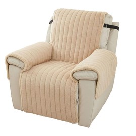 Recliner Chair Cover, Soft Washable Plush Armchair Slipcover, Nonslip Furniture Protector Cover with Tightening Straps and Adjustable Buckles for Kids and Pets (Coffee, 55*200cm/21.7*78.7in)