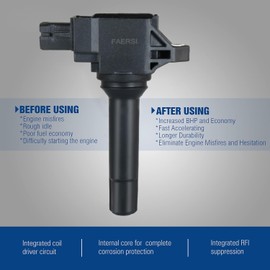 FAERSI Set of 4 Ignition Coil Pack and Iridium Spark Plug Compatible with Toyota 86 2.0L Scion FR-S 2.0L Subaru BRZ 2.0L Subaru Legacy 2.5L Replace#UF747