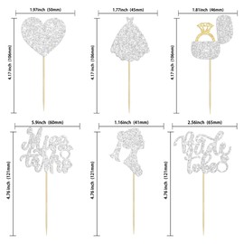 24 piezas de decoración para magdalenas de novia a ser con purpurina, anillo de diamantes para novia, vestido de boda, magdalenas, decoraciones de tartas de corazón para despedida de soltera, boda, compromiso, suministros de despedida de soltera, color p