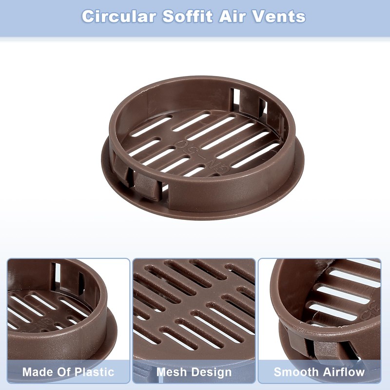 sourcing map 12Pcs 50mm/1.97" Circular Soffit Air Vents, Plastic Soffit