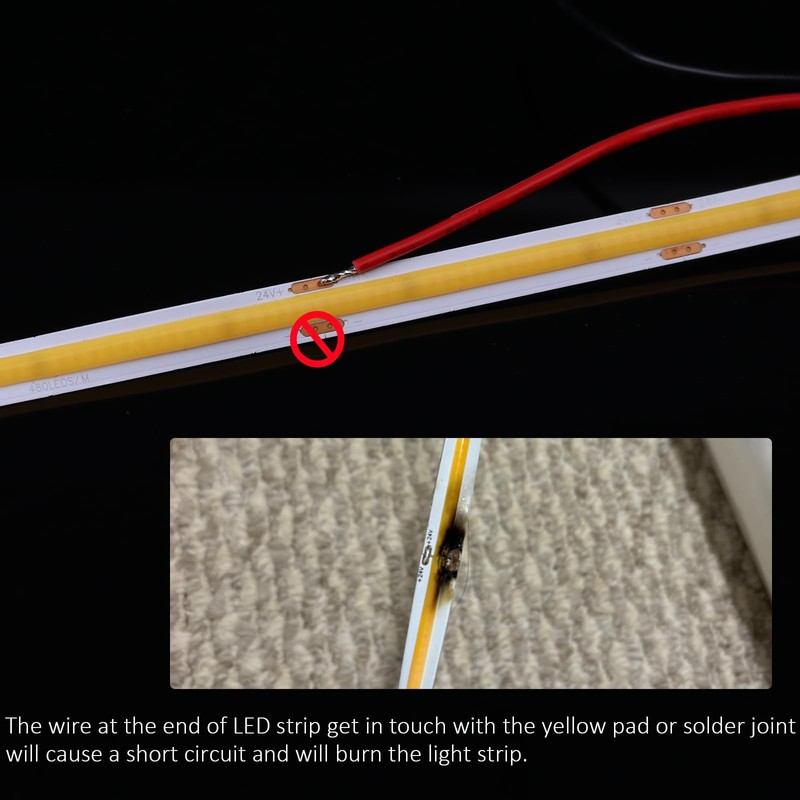 JOYLIT 24V COB LED Strip Lights 16.4ft 3000K Warm White