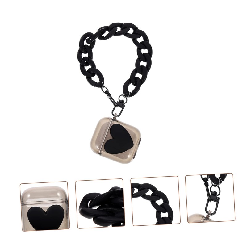 Operitacx Portable Earphone Case with Chain Stylish TPU Shell for