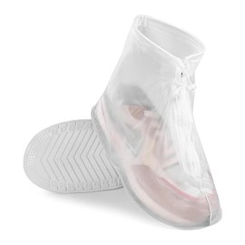 ZKFSIE A Pair of Waterproof Shoe Covers XXL, Disposable and Reusable Shoe Protector Covers for Rainy Days, Outdoor Activities, Travel, Gardening, Home Cleaning, White PVC Overshoes
