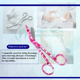 6 Pcs Set of Bandage Scissors 5.5" Long, Nurse Vet Tech Gift - Made of Stainless Steel with Colorful Patterns, First Aid, Used For Cutting Gauze, Tape, Clothing Bandages, Vet Wrap Adhesive Removal