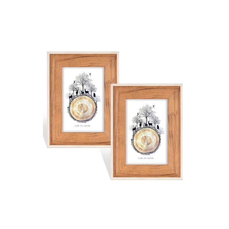2 Pack 5x7 Picture Frame, Wall Mount Wooden Photo Frame