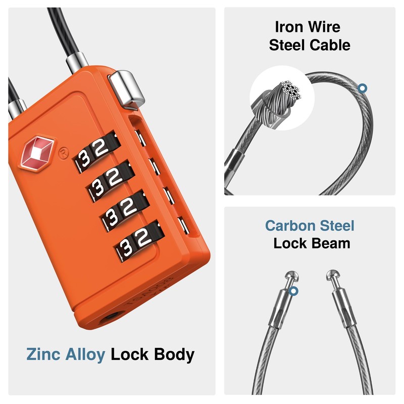 Puroma TSA Approved Luggage Travel Locks with Open Alert Indicator,