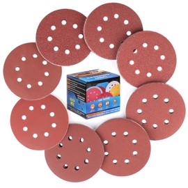IROKCAKPT Sanding Discs, 4.9 inches (125 mm), 8 Holes, Round Disc Paper, Set of 80, Sanding Paper for Electric Sanders (#40, #60, #80, #120, #180, #240, #320, #400 x 10 each), For Carpentry DIY Work Car Polishing Metal Polishing