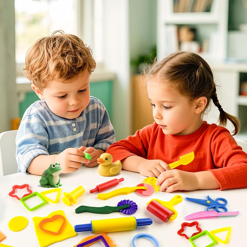 Dough Tool Kit,15 Pcs Basic Dough Play Tools Starter Set