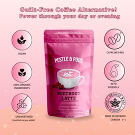 PESTLE & PODS PESTLE & PODS Fit Beet Beetroot Wellness Latte Blend - Organic Beetroot & Spices - No Added Sugar, Vegan & Energizing - 70g | 25 Servings | Performance Boost & Natural Energy