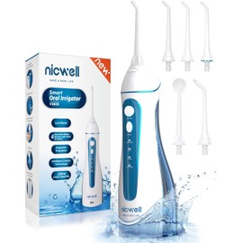 Nicwell Water Dental Flosser Pick for Teeth: 4 Modes Cordless Portable Rechargeable Oral Irrigator IPX7 Waterproof Cleaner Pik Deep Cleaning Flossing Pic Machine for Home Travel