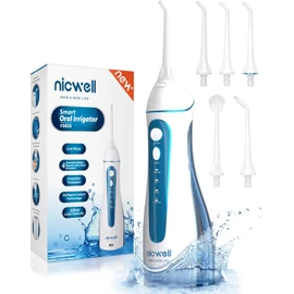 Nicwell Water Dental Flosser Pick for Teeth: 4 Modes Cordless Portable Rechargeable Oral Irrigator IPX7 Waterproof Cleaner Pik Deep Cleaning Flossing Pic Machine for Home Travel