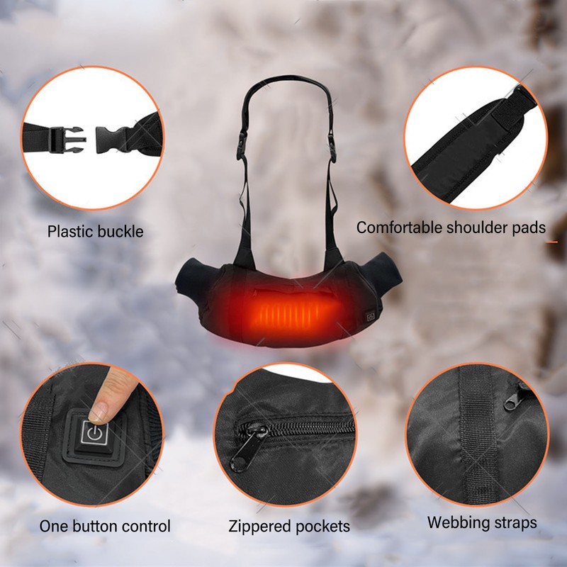 Hand Warmer Pouch USB Powered 3 Speeds Adjustable Strap Waterproof