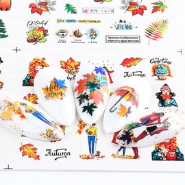 SUIOPPYUW Nails Art Stickers Maple Leaf Decals Manicure Beauty Tools Sliders Self Geometric Elements Decorations Gifts Salon, 1212, A1201