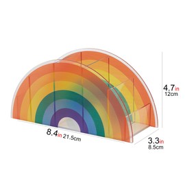 CAIRIAC Rainbow Makeup Brush Holder Organizer, 5-Slot Acrylic Cosmetics Brushes Storage Solution, Beauty Tools Organizer, Brushes Storage, Rainbow Pen Holder Desk Organizer