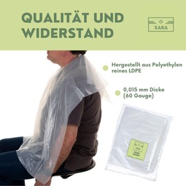 XARA Einweg-Farbschicht aus strapazierfähigem Polyethylen, Schutz für Friseur und Ästhetik, 110 x 80 cm, 100 % recycelbar, Weiß, weiß, Kit Capa Corte + Toalla