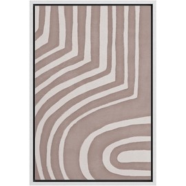 MUDECOR Framed Canvas Print Wall Art Brown Washed Out Tribal Ring Pattern Abstract Shapes Illustrations Modern Art Decorative Nordic Contemporary for Living Room, Bedroom, Office - 16"x24" White