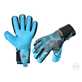GK Saver Football Goalkeeper Gloves - MODESTY Series | Professional Soccer Goalie Gloves with Anti-Slip Palm and Removable Savefingers | Sizes 6-11 (MD CYAN NO Savefingers, SIZE 9)