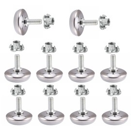 10-Set M8 x 20mm White Heavy Duty Screw-On Furniture Leveling Feet Adjustable Leveler Floor Protector (Kit with 4 Prong T-Nuts)