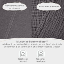 Laleni Spucktücher Baby im 5er Set aus Reiner Baumwolle - schadstofffreie Mulltücher Baby 70x70 - saugstarke Mussellintücher Baby - Musselin Tuch Baby als Mullwindel waschbare Mulltücher - Anthrazit