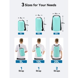 HEETA Waterproof Dry Bag for Women Men (Upgraded Version), Roll Top Lightweight Dry Storage Bag Backpack with Emergency Whistle for Travel, Swimming, Boating, Kayaking, Camping, Beach (Mint Green, 5L)