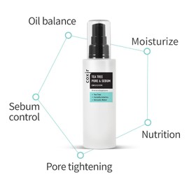 COXIR Tea Tree Oil Pores and Sebum Emulsion (100 ml, 3.38 fl.oz.) for Oil Balance on the Face, Pore Minimisation, Suet Control