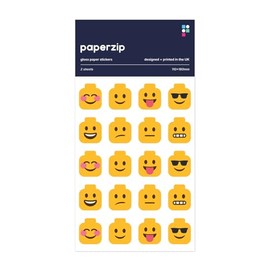 PAPERZIP - Building Block Head Emojis – 40 Stickers for Children, Teachers, Parents, Birthdays