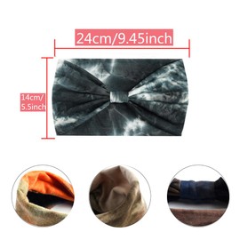 6 Pieces Headbands for Women, Wide Boho Headscarves, Non-Slip Bandanas, Hair Bands, Elastic Hair Accessories, Knotted Turbans Head Wrap Adults (Tie Dye Hairband)
