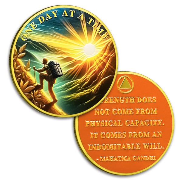 Mountaineer Sobriety Coin Sunrise Sober Coins One Day at a