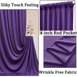 50ftx10ft Wrinkle Free Purple Backdrop Curtains Panels for Parties, 10 Panels 5x10ft Polyester Photo Backdrop Drapes for Birthday Wedding Photography Background Home Decorations