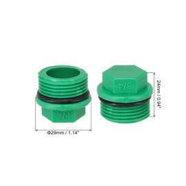 PATIKIL G3/4" Outer Hex Male Thread PPR Pipe Fitting End Cap Connector Plug, 5Pcs Garden Irrigation Water Tubing Stopper for Preventing Leakage, Green