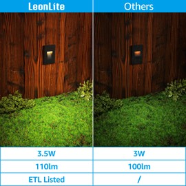 LEONLITE Classic Series 120V LED Step Lights, Dimmable 3.5W Indoor Outdoor Stair Light, 110lm, ETL Listed, Vertical, IP65 Waterproof, Aluminum, CRI 90, 3000K Warm White, Oil Rubbed Bronze, Pack of 3