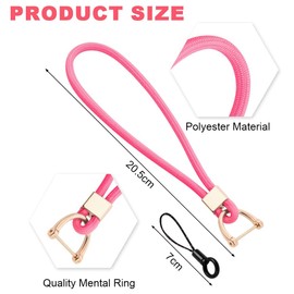 Vicloon Short Lanyard, Nylon Lanyards with Carabiner, Lanyards with Rotating Metal Clip, Removable Neck Lanyard, Long Wrist Paracord Key Ring (Pink)