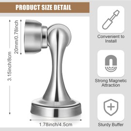 8 Pcs Magnetic Door Stoppers Stainless Steel Door Stops Magnetic Catch Holder with Screws for Wall Floor Mounted Wall Protector Hold (Silver)