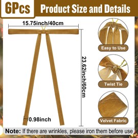 6 Pcs Light Brown Velvet Christmas Swag Bows 23.5x15.5 Inch, Rustic Large Velvet Christmas Staircase Wreath Bow, Pre-Tied Vintage Tree Topper Ribbon Bow for Outdoor Door Garland Wall Home Decorations