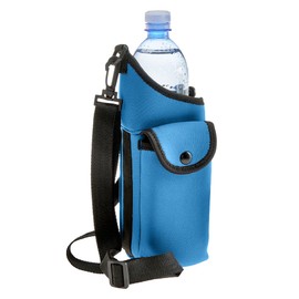 Smooth Trip AquaPockets Neoprene Water Bottle Holder with Strap - Neoprene Sling Bag with Water Bottle Holder, Phone Pouch and Adjustable Strap for Walking and Hiking - Fits up to 32 oz. Bottles