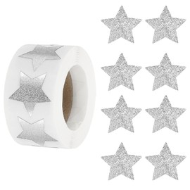 PATIKIL Star Stickers Roll 1 Inch / 25mm, 500pcs Sparkly Foil Star Labels for Reward Behavior Chart Teachers Supplies DIY Crafts, Silver