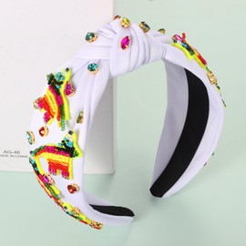 MOLOCH Fiesta Headband for Women - Sombrero, Cactus Crystal Knotted, Mexican Jeweled Top Knot Hair Accessory for Party Decorations and Gifts