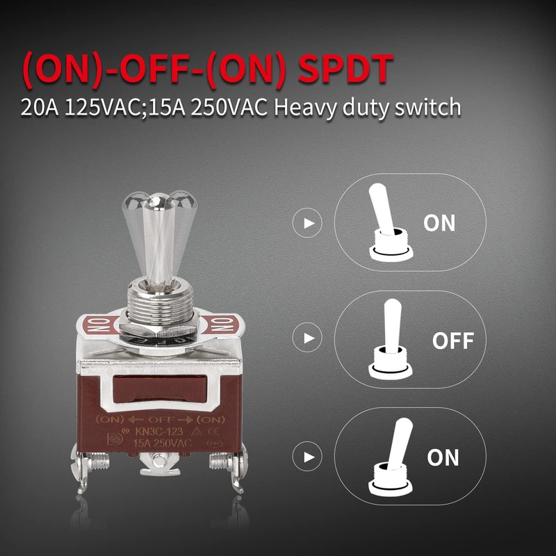 DaierTek Waterproof Momentary Toggle Switch (ON)-Off-(ON) 12V DC 20A Heavy