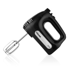 Tristar MX-4201 Hand Mixer, 5 Speed and 1 Turbo Levels, 300 Watt Power, with 2 Dough Hooks and Whisk, Black