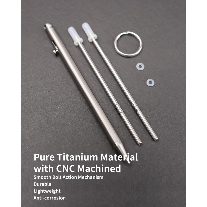 Titanium Mini Bolt Action Pen, 3.30 x 0.20 cm, Keyring,