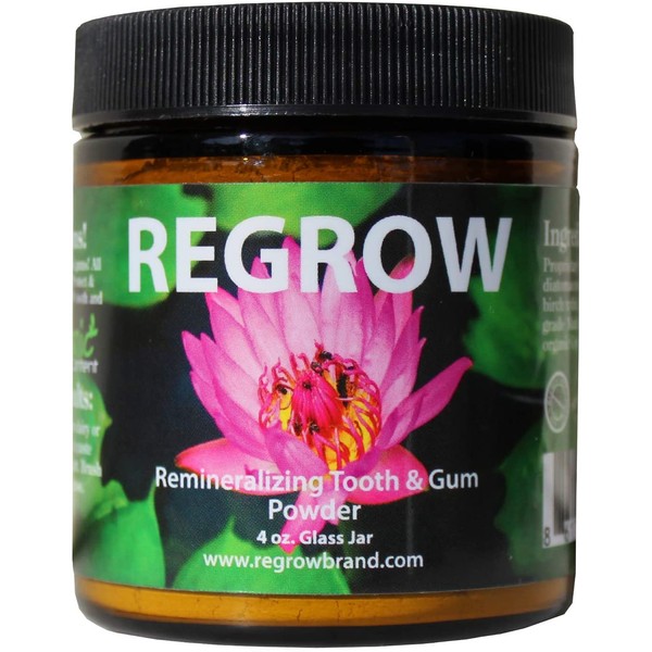 REGROW Remineralizing Tooth Powder - Stop Sensitive Teeth and Gums - Whiter Teeth Naturally - Cleans, Heals, & Protects Teeth and Gums - All Natural - 4oz Glass Jar