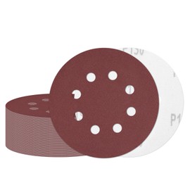 Akiraki Sandpaper Disc Paper, Pack of 50, #150, 4.9 inches (125 mm), 8 Holes, Round, Water Resistant Sandpaper, Magic Type, Sanding Disc Pads, For Carpentry DIY Work, Car Polishing, Headlight