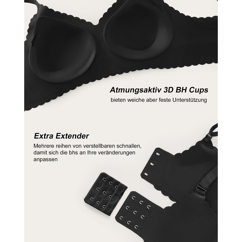 SHARICCA Women's Bra without Underwire Petal Design V Neck Soft