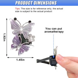 ZIMISI Dual Butterfly Car Dashboard Air Vent Trim Clips, Bling Rhinestone Auto Diffuser Air Outlet Clip, Cute Vehicle Interior Decoration Accessories for Women Girls (1Pc/Purple)