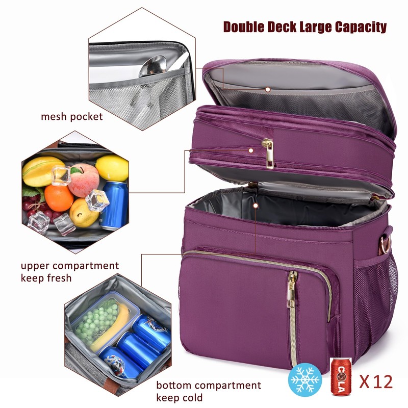 MIYCOO Lunch Bag & Lunch Box for Women Men Double